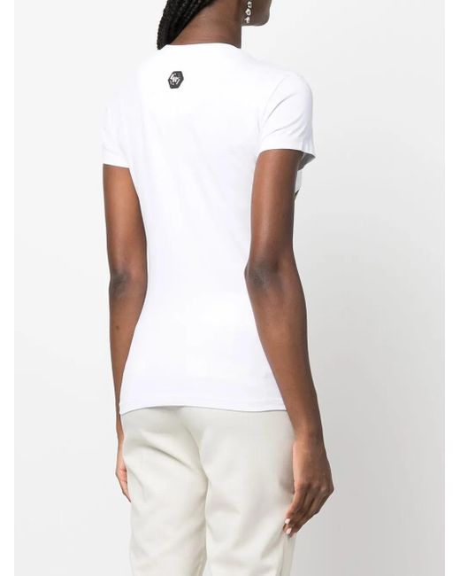 Philipp Plein T-Shirt Met Ronde Hals in het Metallic