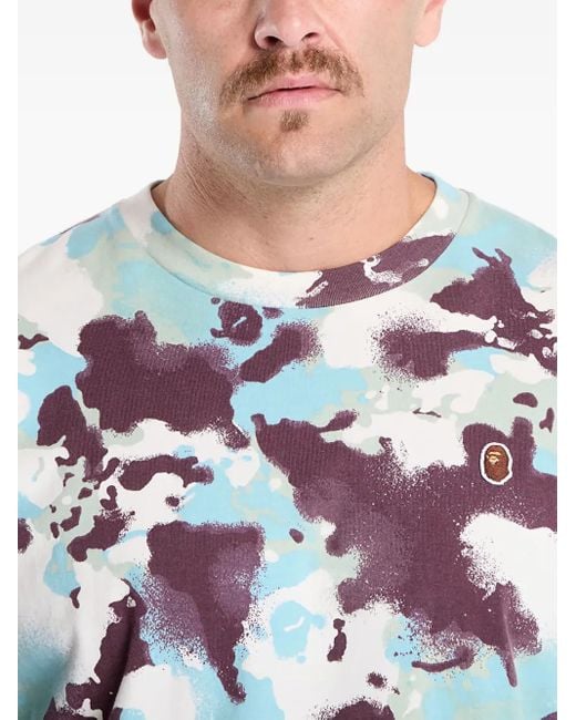 A Bathing Ape White Logo-Ptch T-Shirt