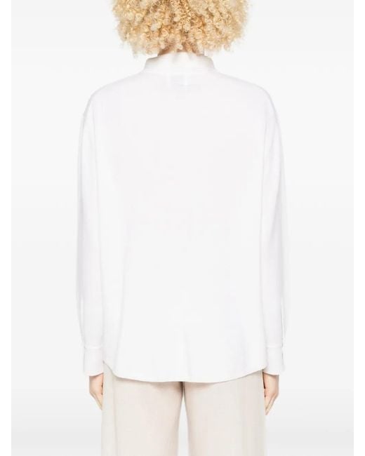 Allude White Cardigan À Boutonnière