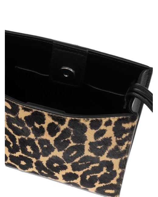 Jil Sander Black Small Tangle Leopard-Print Shoulder Bag