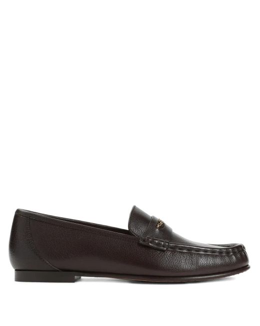 Chloé Brown Logo Leather Loafers