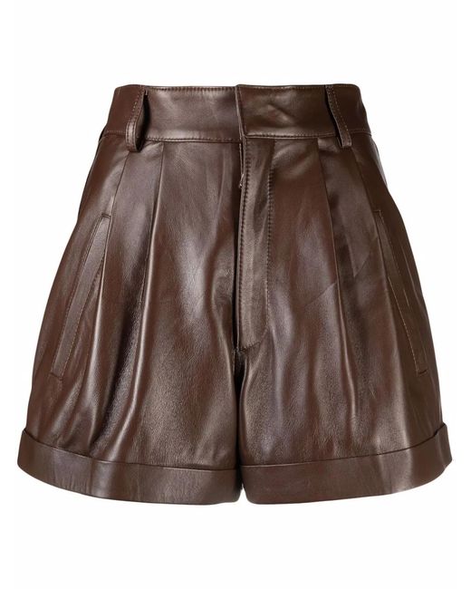 Manokhi Brown Jett Leather Shorts