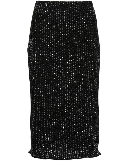 Fabiana Filippi Black Sequin-embellished Knitted Skirt
