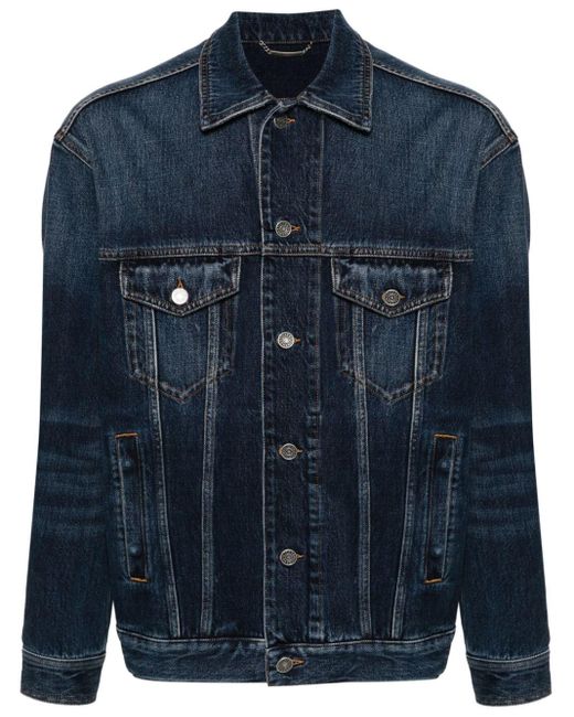 Veste en jean à plaque logo Dolce & Gabbana pour homme en coloris Blue
