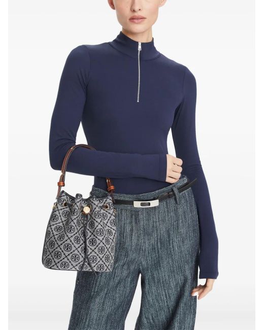 Tory Burch Black T-Monogram Bucket Bag