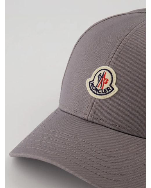 Moncler Gray Cotton Gabardine Baseball Cap for men