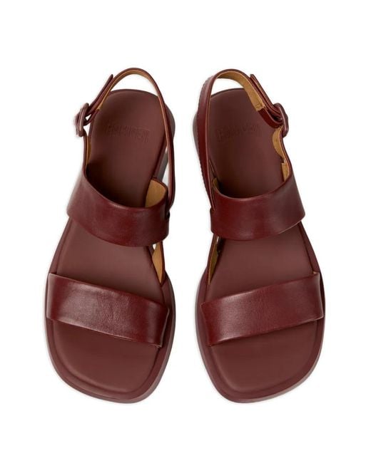 Camper Brown Dana Leather Strap Sandals