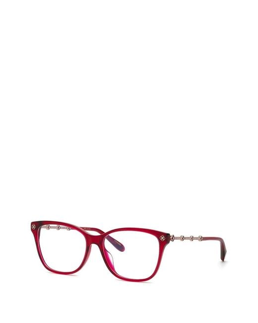 Chopard White Eckige Brille Mit Kristallen