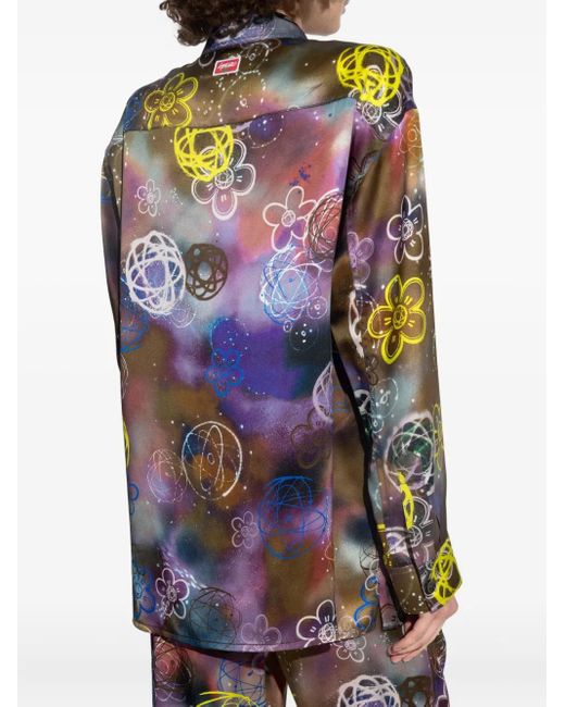 KENZO Blue X Futura 2000 Floral-Atom Shirt