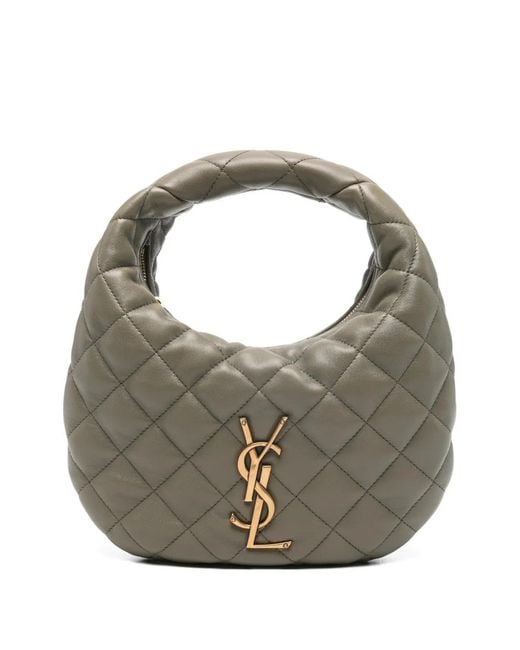 Bolso Shopper Con Placa Del Logo Saint Laurent de color Gray