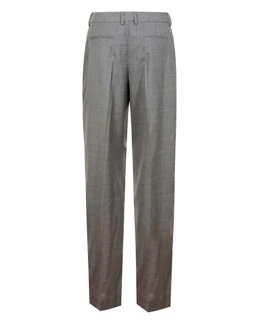 PT Torino Gray Pleated Wool Trousers