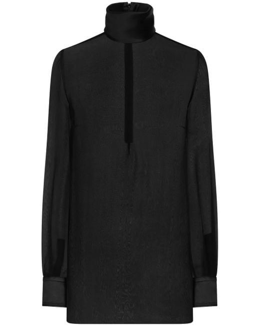 Dolce & Gabbana Black Semi-Transparent Silk Blouse