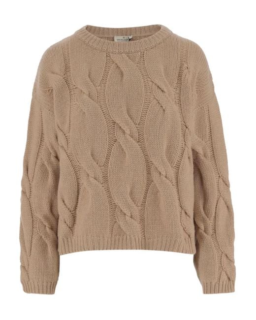 Bruno Manetti Natural Cable-Knit Crew-Neck Sweater