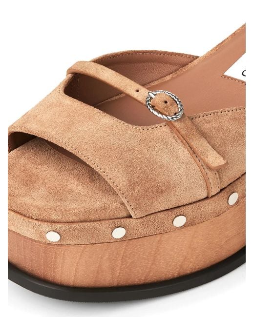 Jimmy Choo Brown Kata 60 Studded Platform Sandals