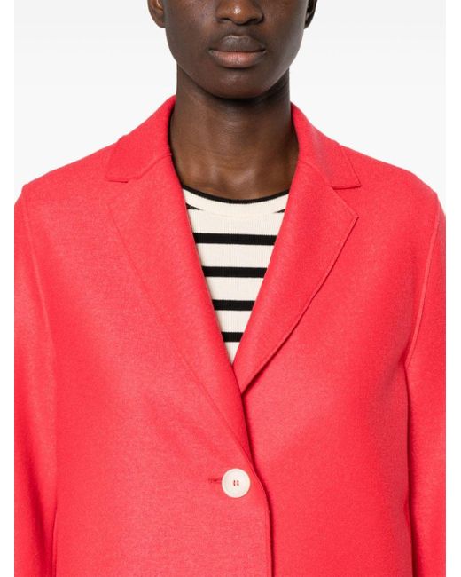 Harris Wharf London Red Button-up Wool Coat