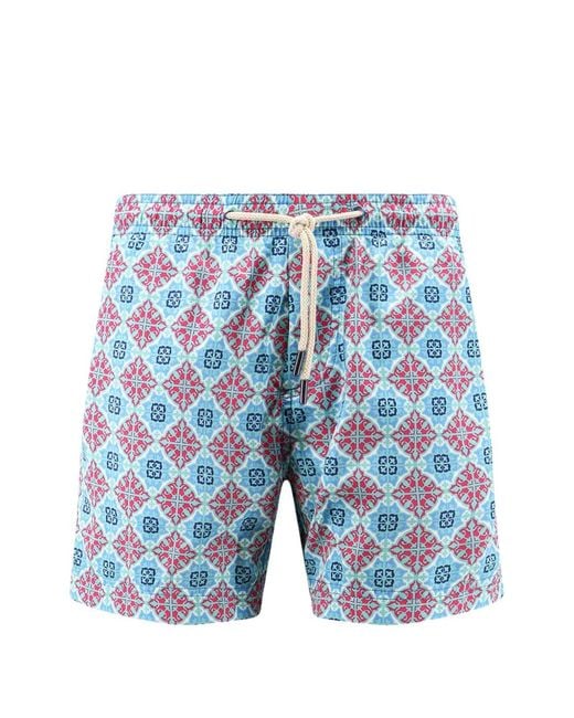 Peninsula Blue Panarea Tile-Print Swim Shorts for men