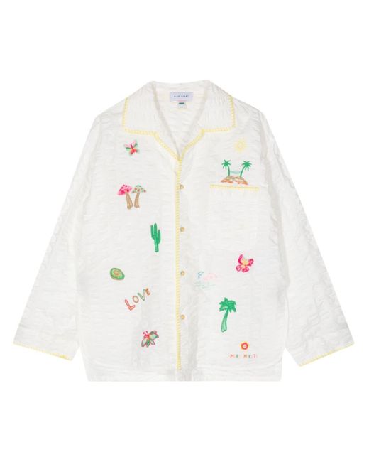 MIRA MIKATI White Embroidered Cotton Shirt