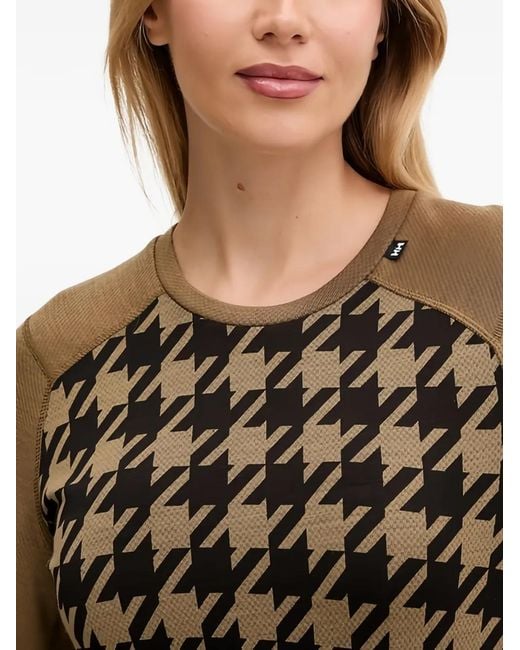 Helly Hansen Brown Lifa Houndstooth-Pattern Base Layer