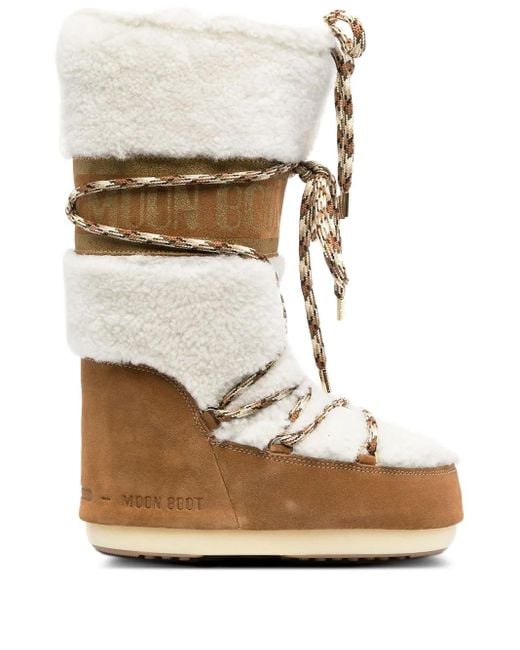 Moon Boot Natural 40Mm Lace-Up Shearling Boots