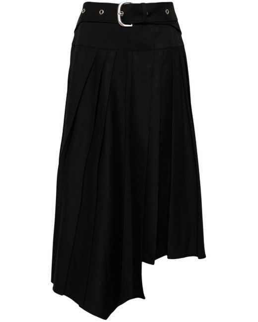 Off-White c/o Virgil Abloh Black Belted Pleated Midi Skirt