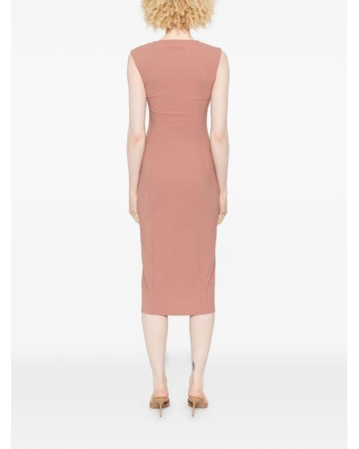 Patrizia Pepe Pink Square-Neck Midi Dress