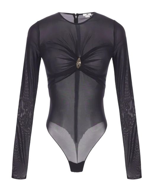 Long-sleeve embellished bodysuit Elisabetta Franchi de color Blue