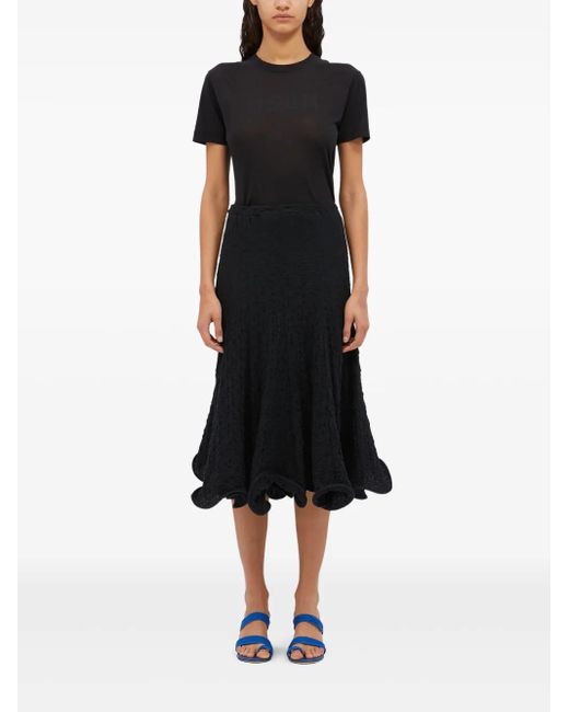 MSGM Black Crinkle-Effect Skirt