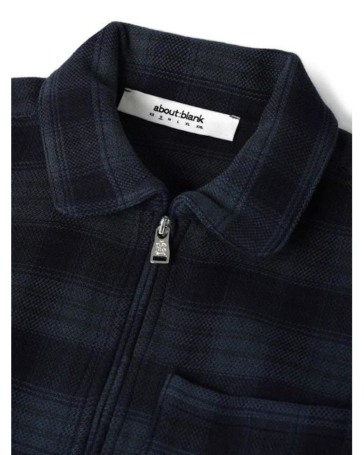 About Blank Blue Plaid-Pattern Zipped Shirt for men