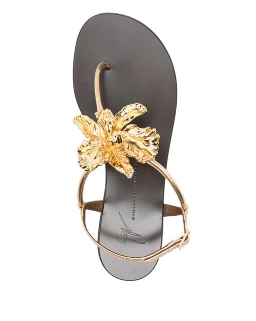 Giuseppe Zanotti White Orchid Flat Sandals