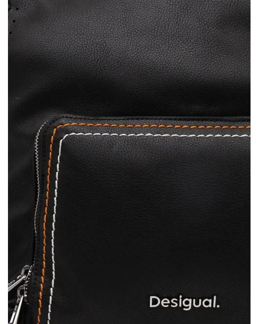 Desigual Black Medium Contrast-Stitch Braided-Trim Backpack