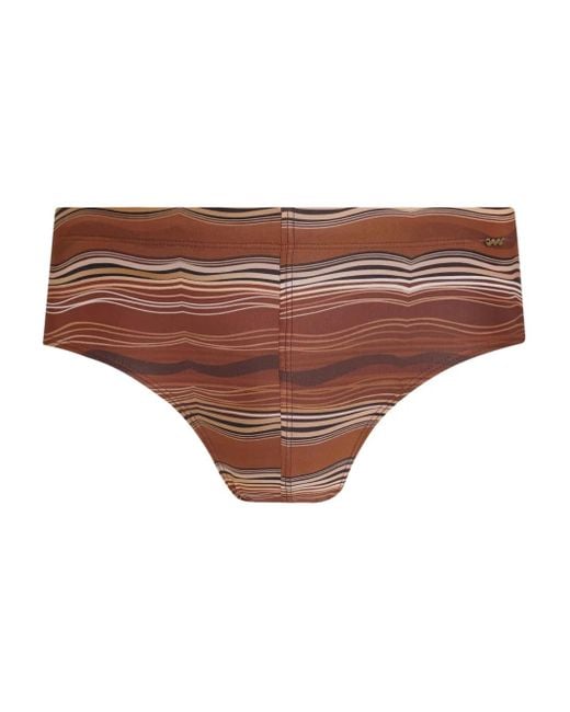 Amir Slama Brown Striped Swim Trunks for men
