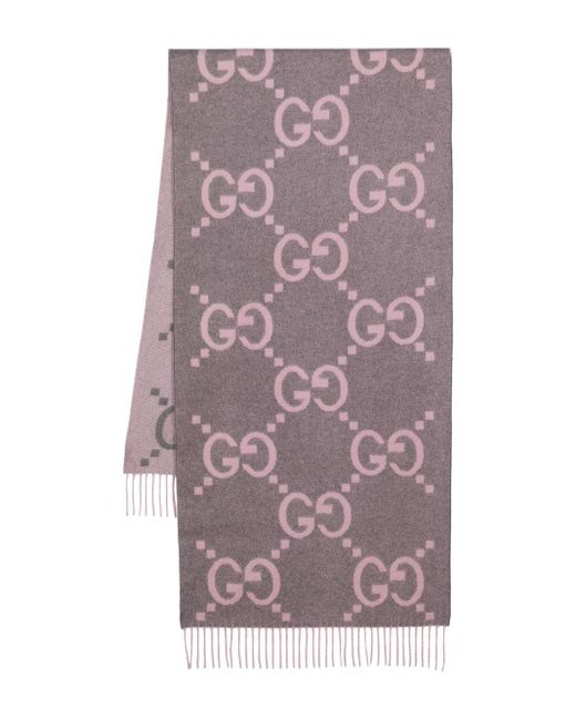メンズ Gucci GGジャカード カシミアスカーフ Purple