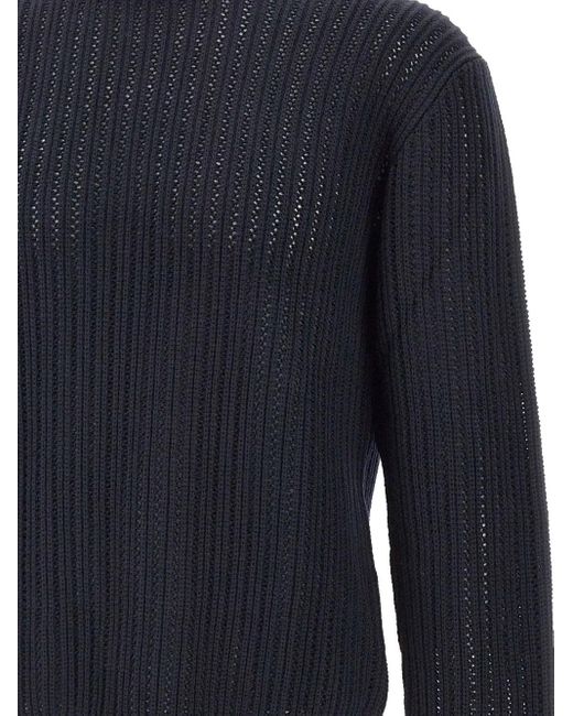FILIPPO DE LAURENTIIS Blue Ribbed Wool Sweater for men