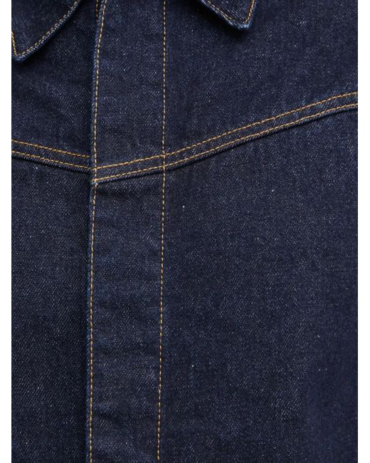 Victoria Beckham Blue Point-Collar Long-Sleeve Shirt