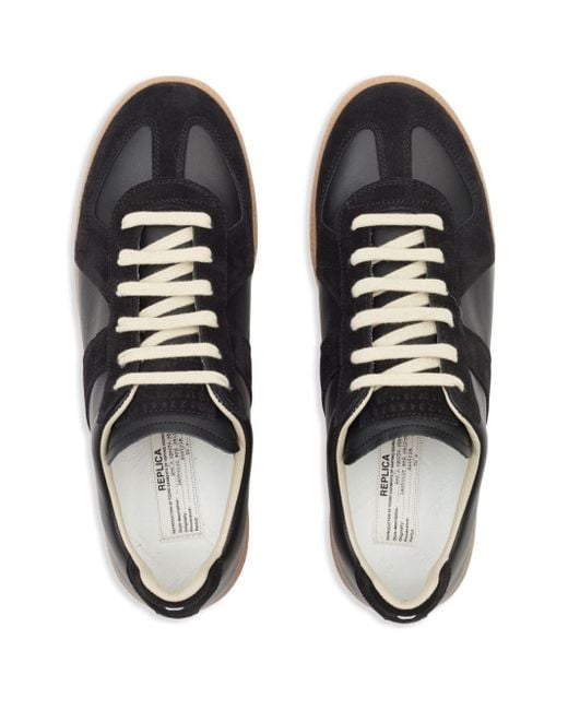 Maison Margiela Black Replica Low-top Leather Sneakers for men