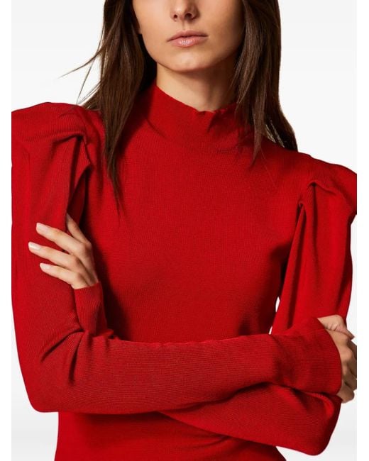 Twinset Red Draping Knit Mini Dress