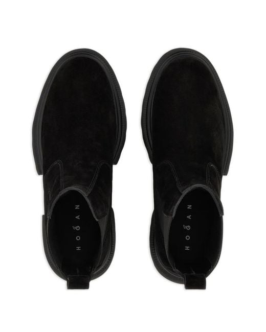 Hogan Black Elastic-Panel Chelsea Boots