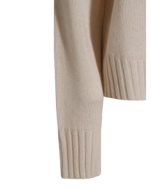 Maglione A Coste A Collo Alto di Allude in Natural