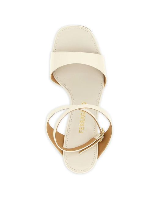 Ferragamo Natural Square-Toe Ankle-Strap Sandals