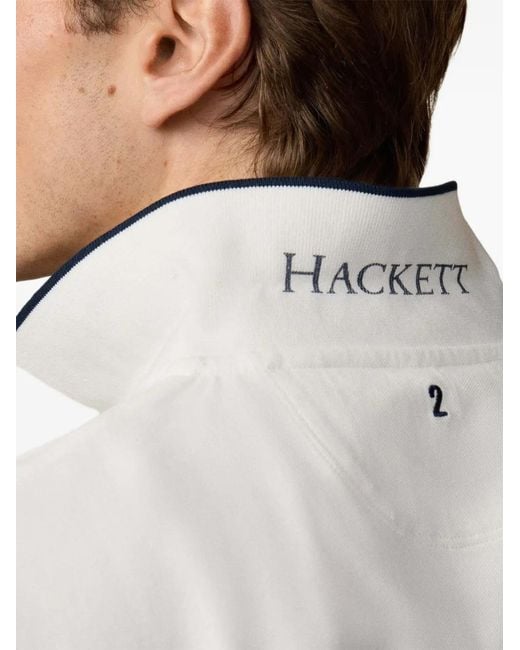 Hackett White Tipped-Trim Piqué-Knit Polo Shirt for men