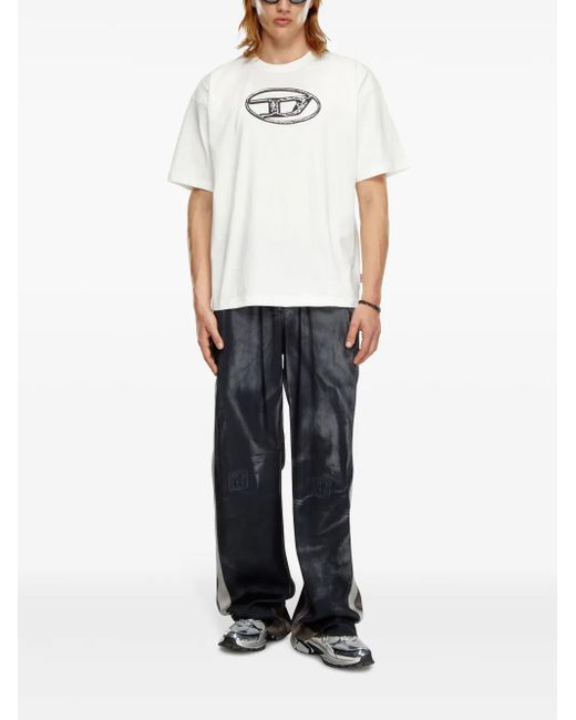DIESEL White T-Boxt-Q22 Faded T-Shirt With Oval D Print for men