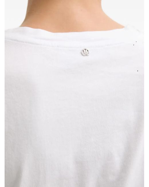 MARC AUREL White Graphic-Print Rhinestone-Embellished T-Shirt