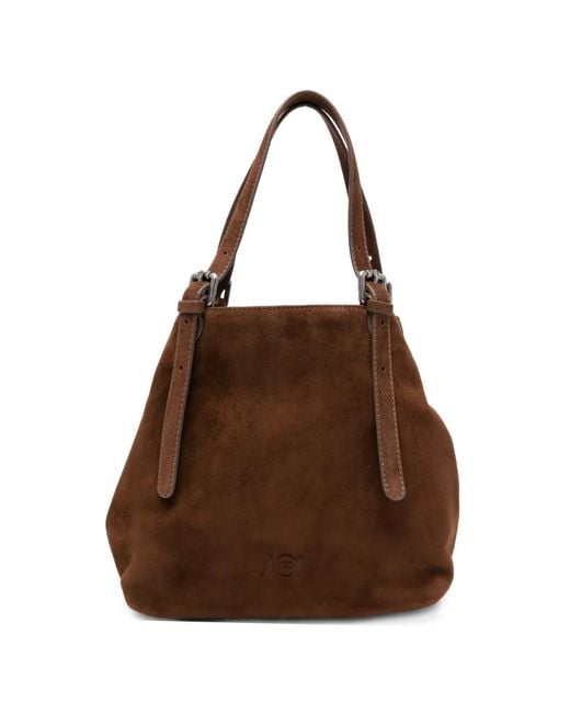 AUTENTICA 504 Brown Small Galatea Buckle-Detail Tote Bag