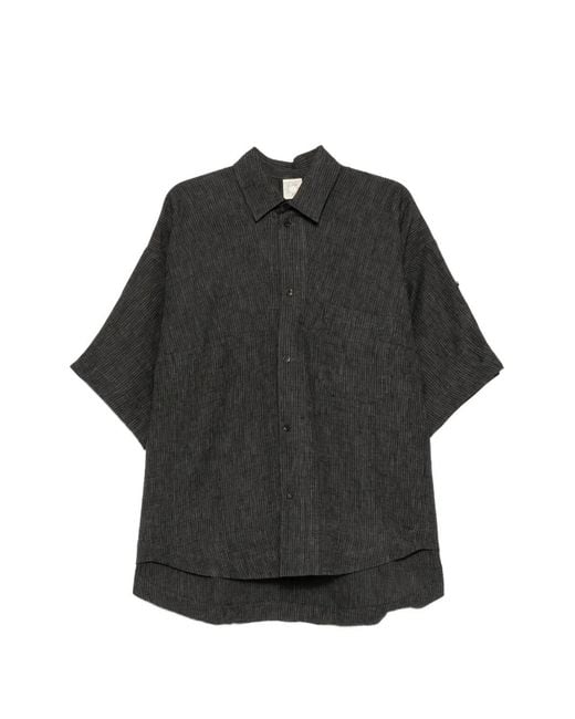 Jan Jan Van Essche Black Chemise Rayée À Manches Courtes for men