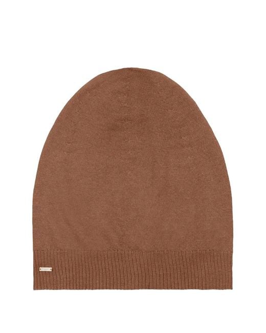 Saint Laurent Brown Ribbed Beanie Hat