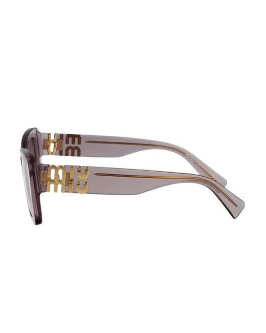 Miu Miu Pink Logo-Plaque Rectangle-Frame Sunglasses