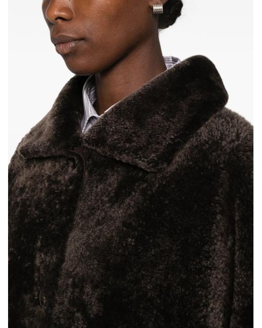 Arma Black Button-Up Shearling Jacket