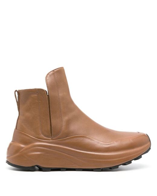 Officine Creative Brown Pull-on Leather Ankle Boots
