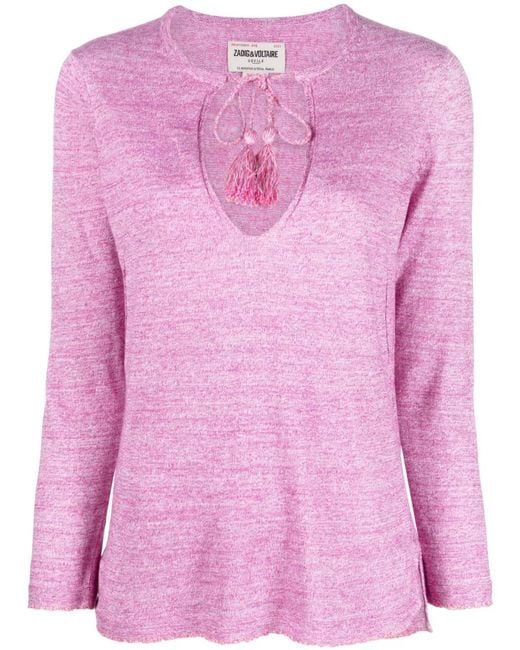 Zadig & Voltaire Pink Amber Mélange-Effect Knitted Top