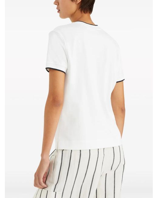 Brunello Cucinelli White Embroidered Cotton T-Shirt